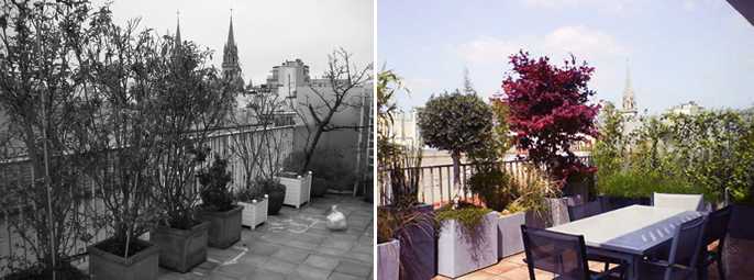 Aménagement paysager d'une terrasse avec vue à Nantes
