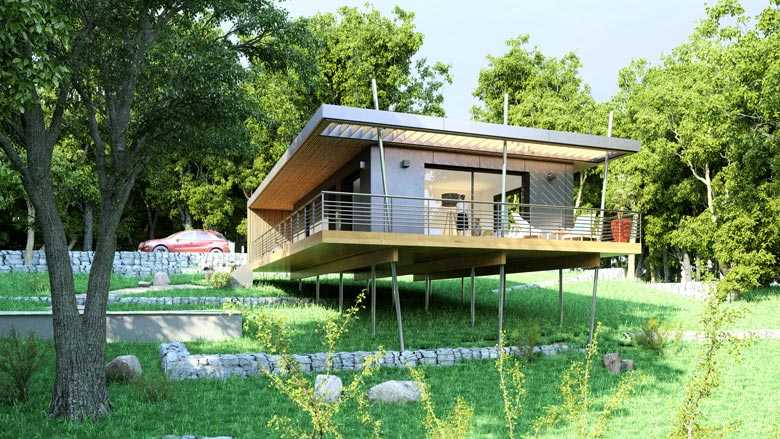 Pop Up House dans une village en Ardeche qui respecte les principes de l'écoconstruction